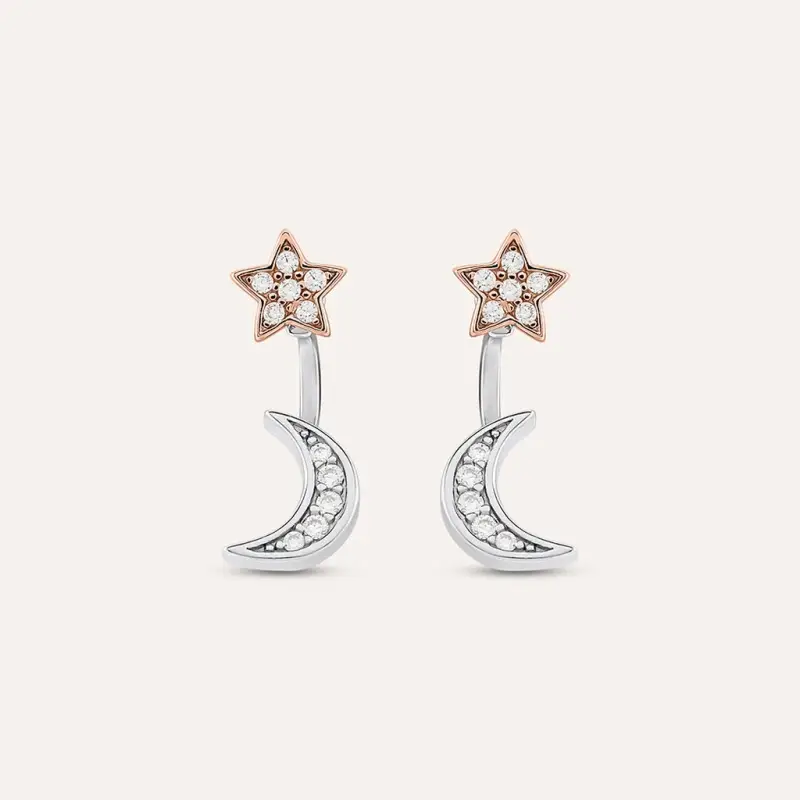 Orecchini Lobo Silver Moments Argento Bicolore Bianco / Rosa Cubic Zirconia