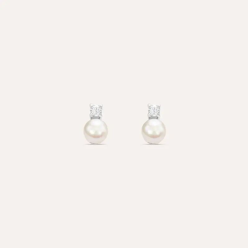 Orecchini Lobo Silver Pearls Argento Rodiato Perla sintentica Cubic Zirconia