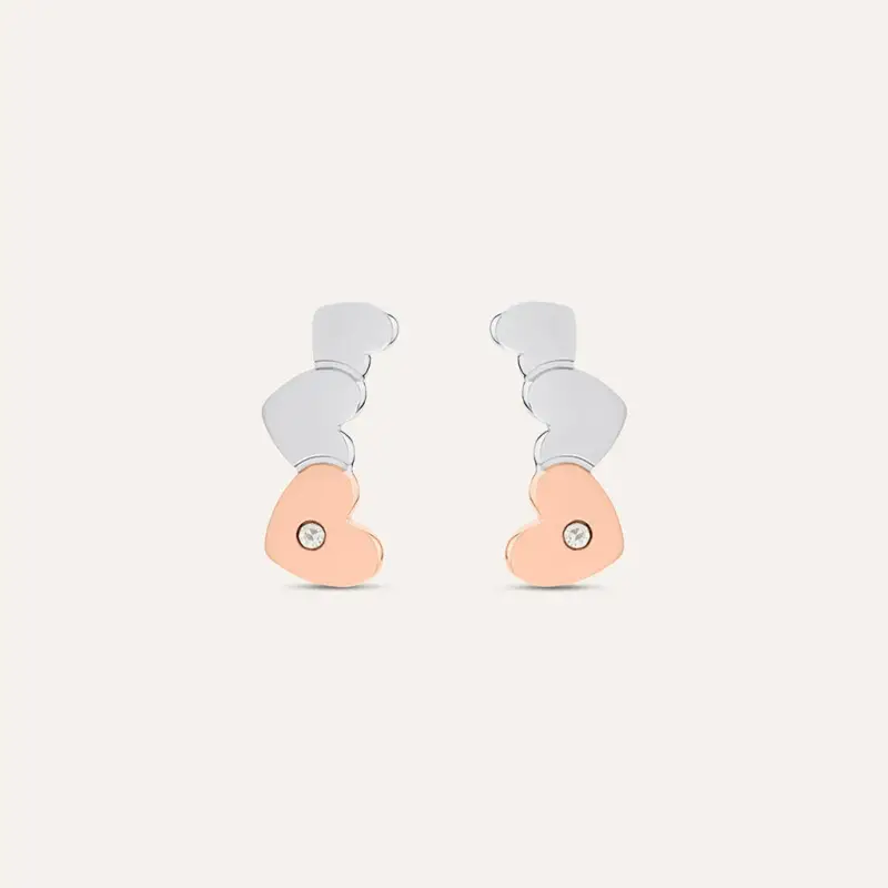 Orecchini Lobo Sunrise Acciaio Bicolore Bianco / Rosa Cristallo
