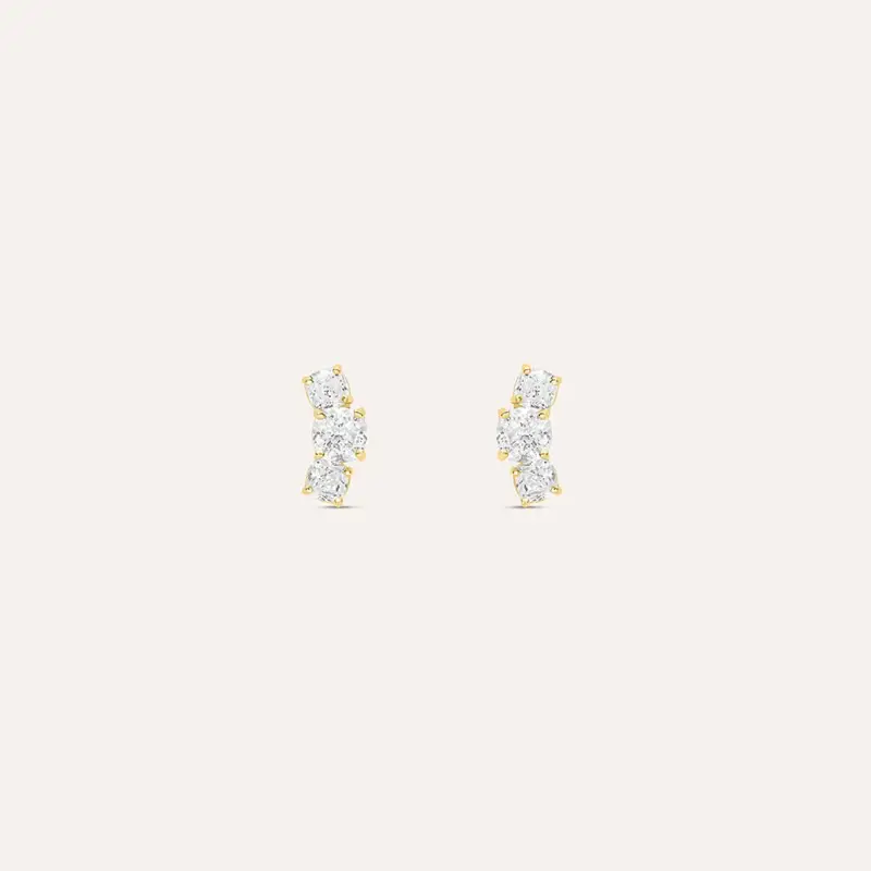 Orecchini Lobo Trilogy Bon Ton Oro Giallo Cubic Zirconia