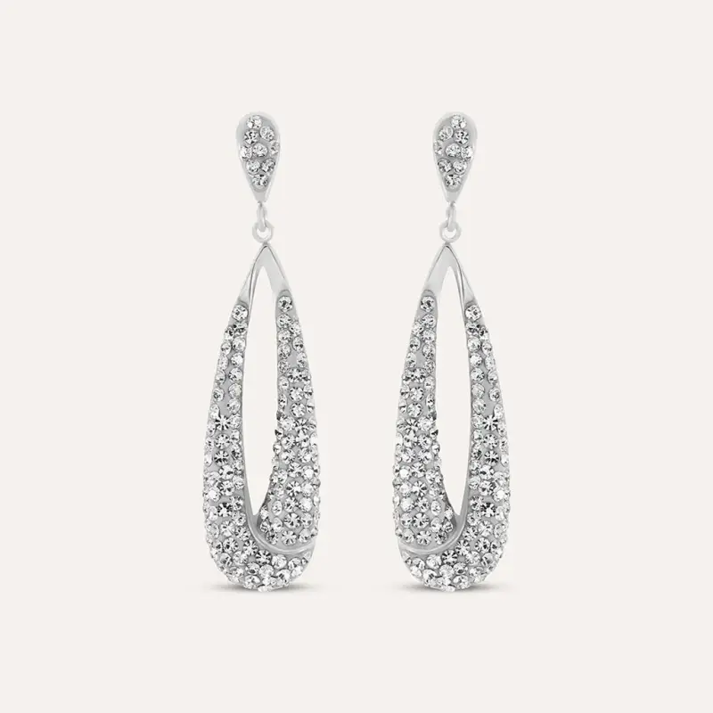 Orecchini Pendenti Aura Acciaio Cristallo