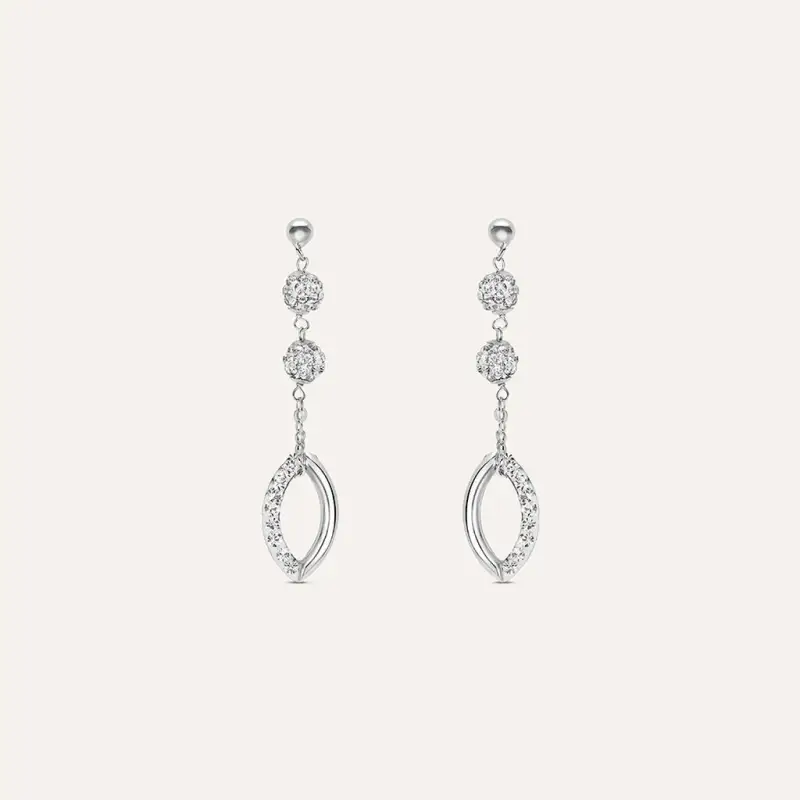 Orecchini Pendenti Christelle Oro Bianco Cristallo