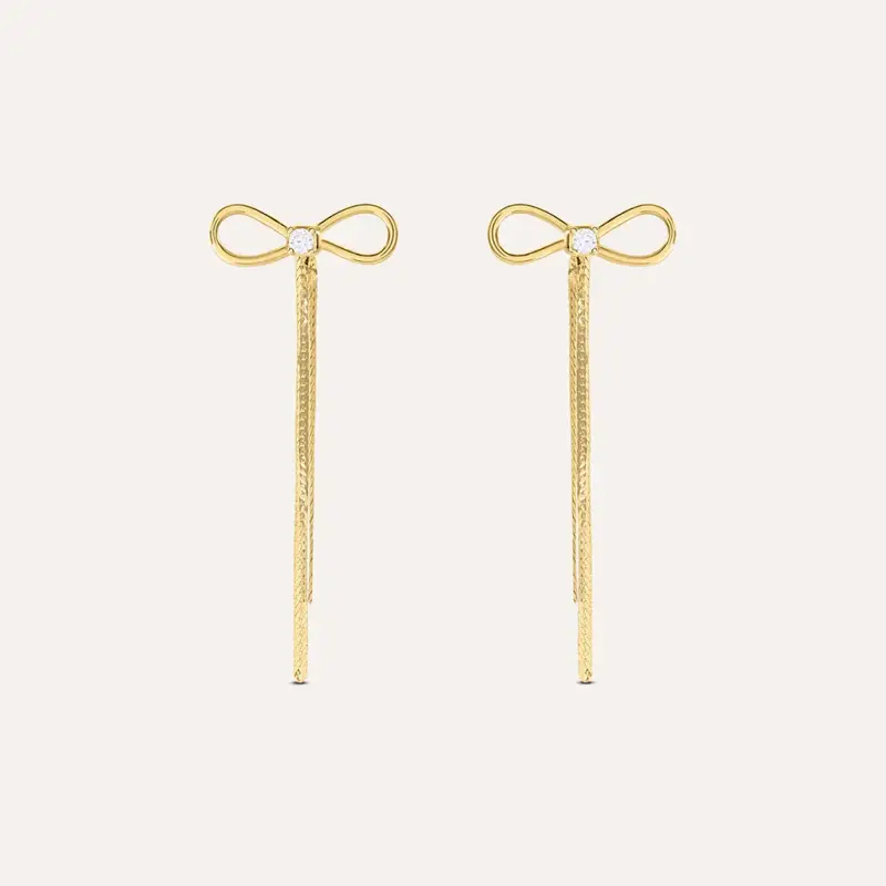 Orecchini Pendenti Fiocco Beverly Oro Giallo Cubic Zirconia