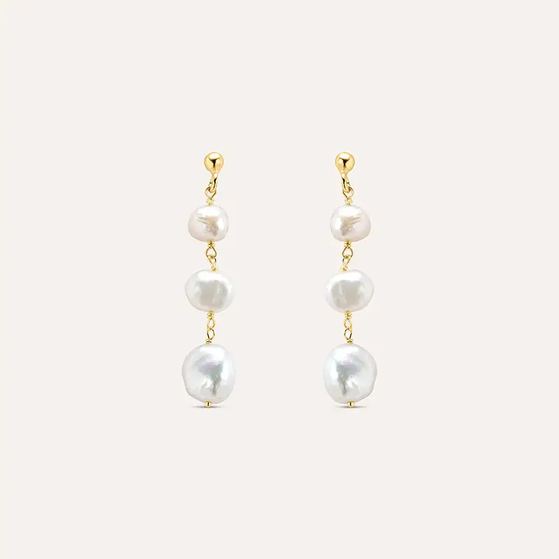 Orecchini Pendenti Gabrielle Oro Giallo Perla D Acqua Dolce
