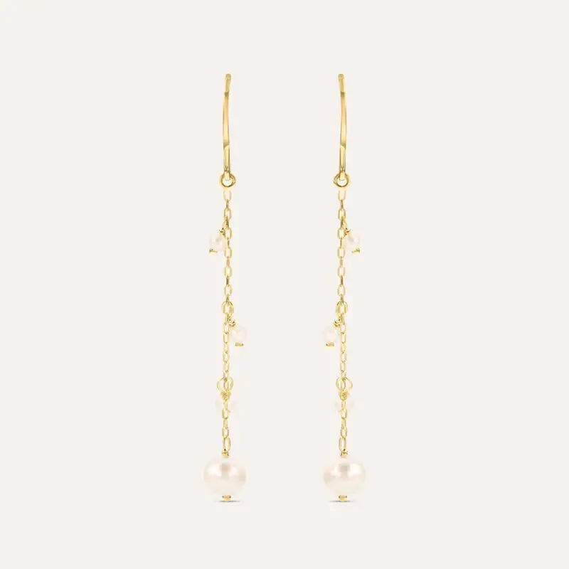 Orecchini Pendenti Gabrielle Oro Giallo Perla D Acqua Dolce
