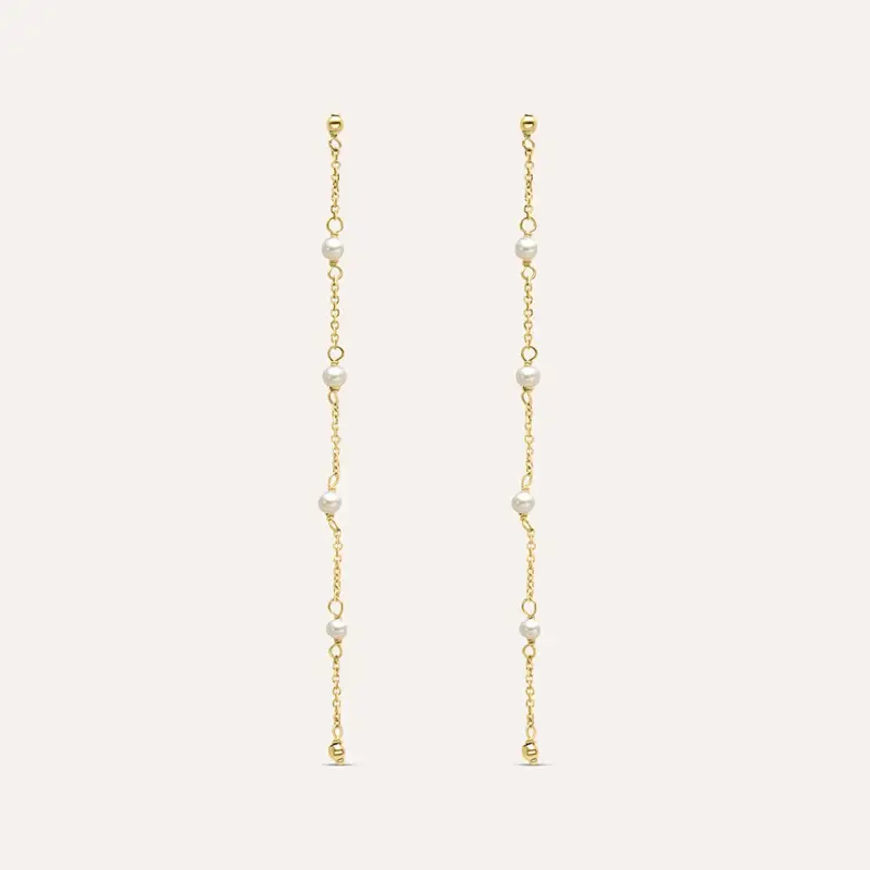 Orecchini Pendenti Gabrielle Oro Giallo Perla D Acqua Dolce