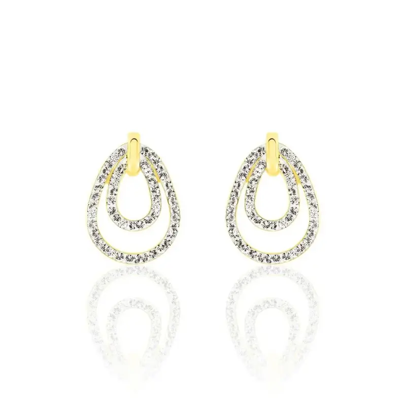 Orecchini pendenti in oro e cristalli