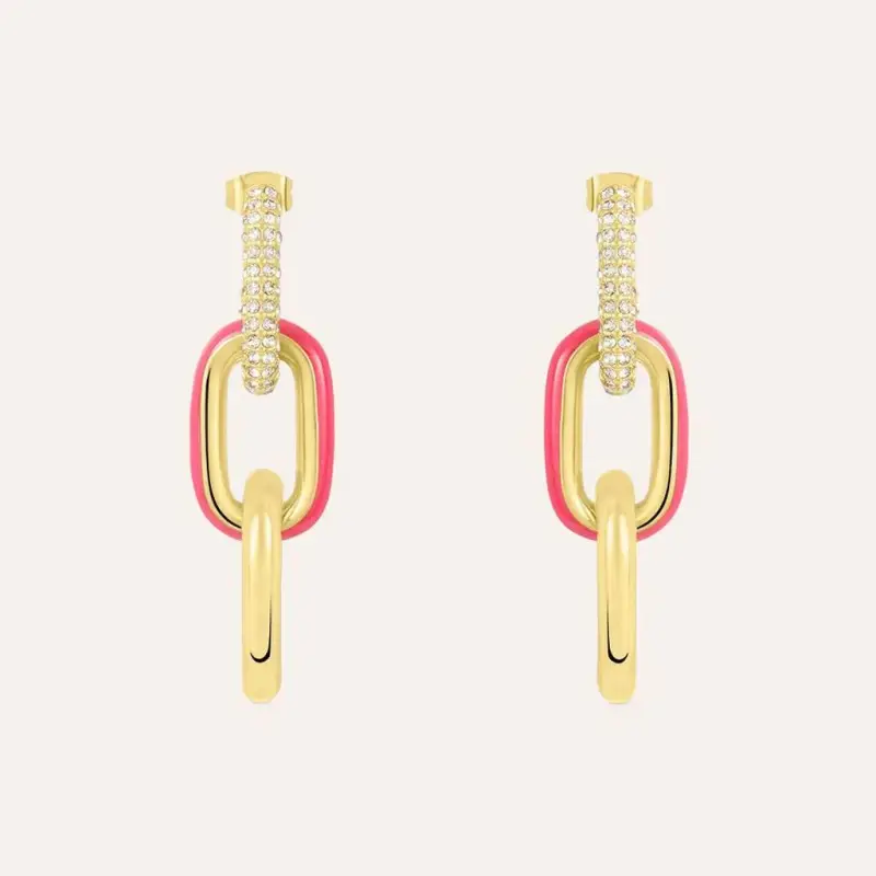 Orecchini Pendenti Lady Sweet Acciaio Dorato Cristallo