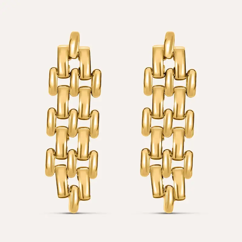 Orecchini Pendenti Panther Chain Radiance Acciaio Dorato