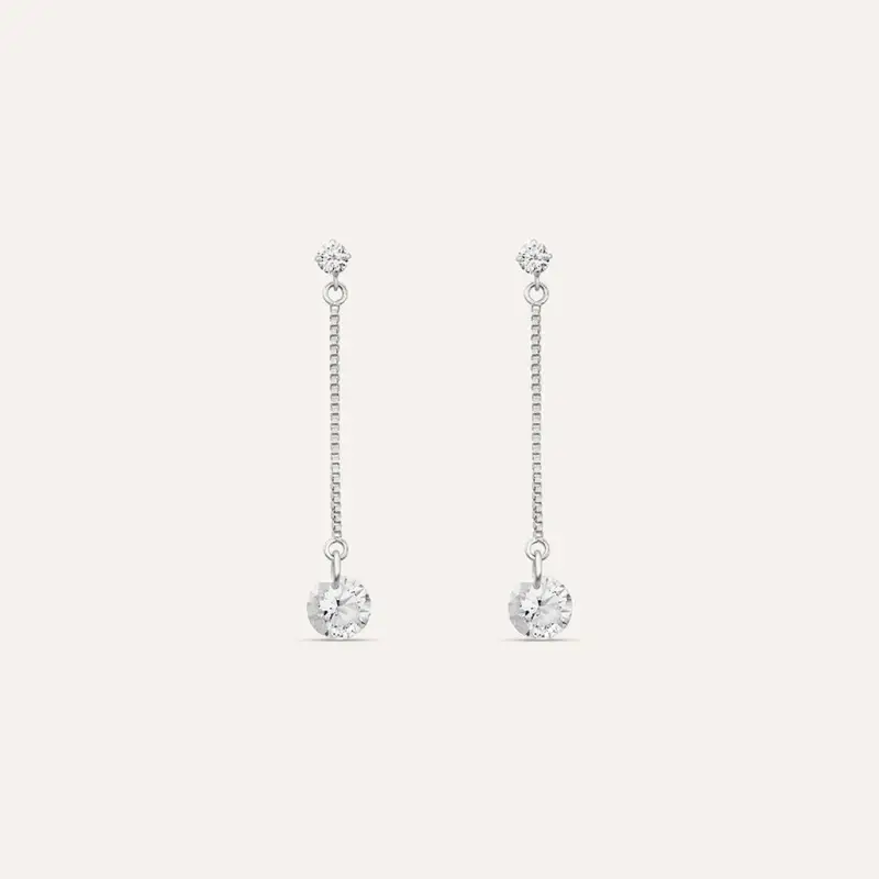 Orecchini Pendenti Punto Luce Claire Oro Bianco Cubic Zirconia