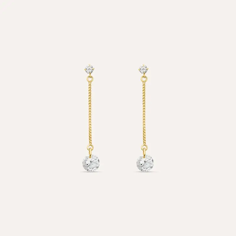 Orecchini Pendenti Punto Luce Claire Oro Giallo Cubic Zirconia