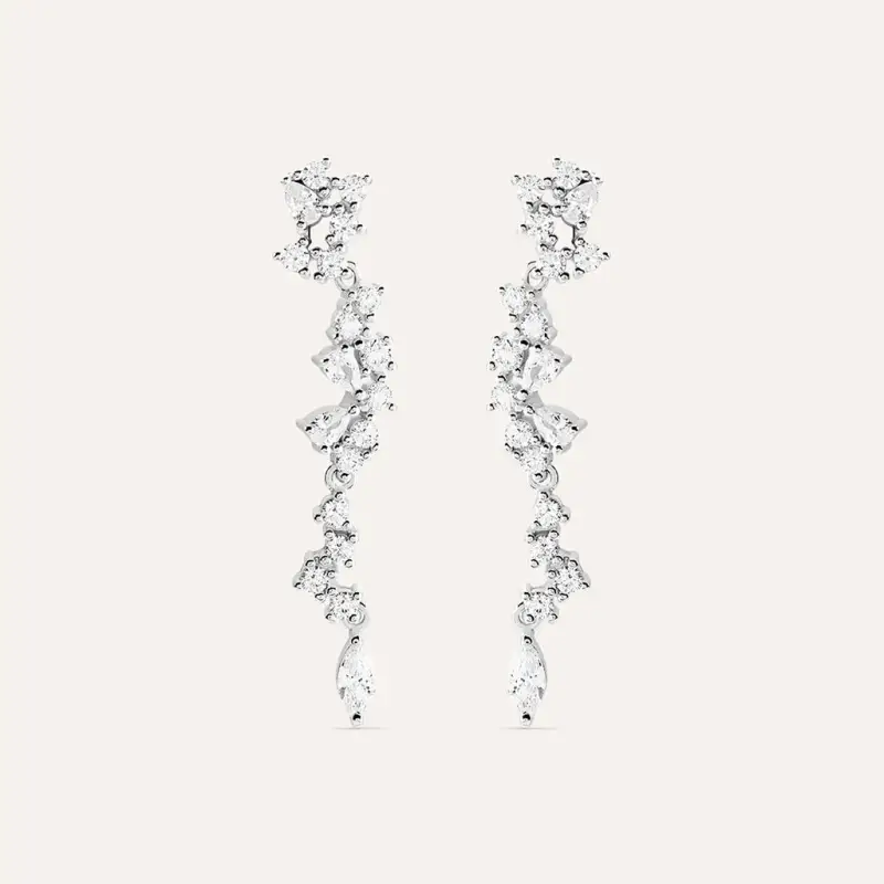 Orecchini Pendenti Silver Elegance Argento Rodiato Cubic Zirconia
