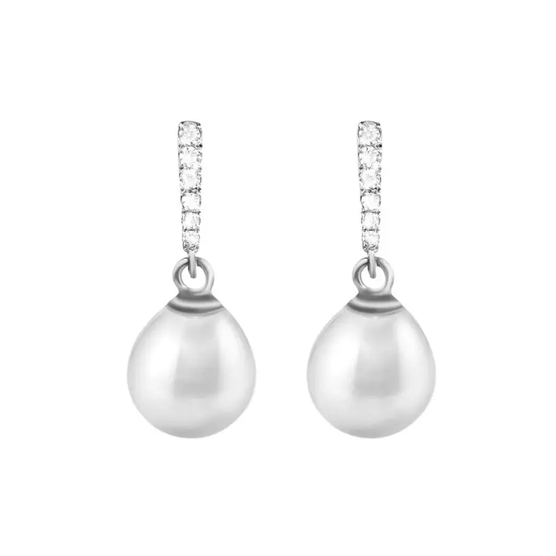 Orecchini Pendenti Silver Pearls Argento Rodiato Perla sintentica Cubic Zirconia