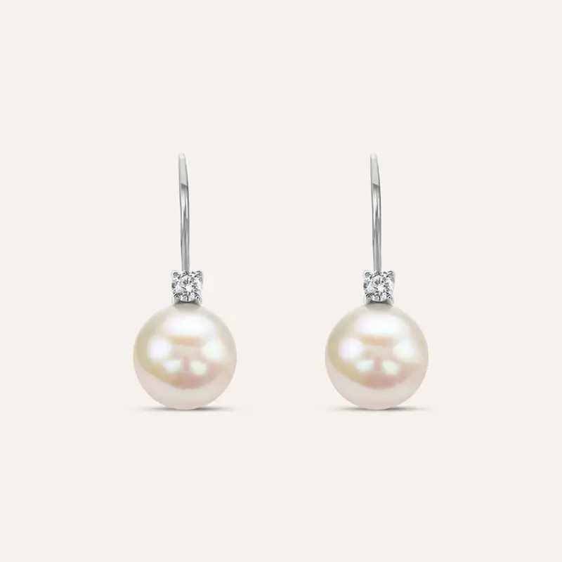 Orecchini Pendenti Silver Pearls Argento Rodiato Perla sintentica Cubic Zirconia