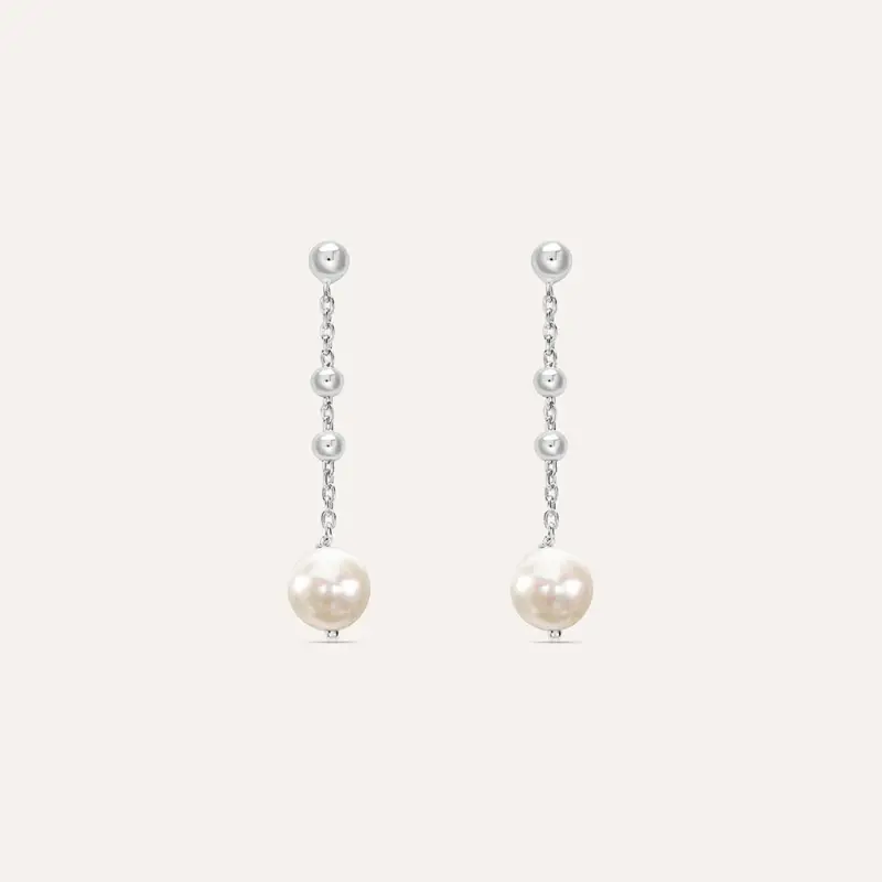 Orecchini Pendenti Silver Pearls Argento Rodiato Perla sintentica