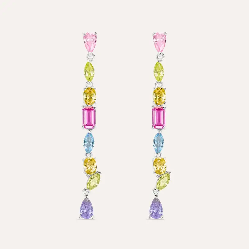 Orecchini Pendenti Silver Rainbow Argento Rodiato Cubic Zirconia