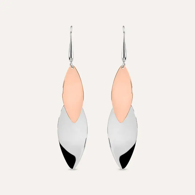 Orecchini Pendenti Sunrise Acciaio Bicolore Bianco / Rosa