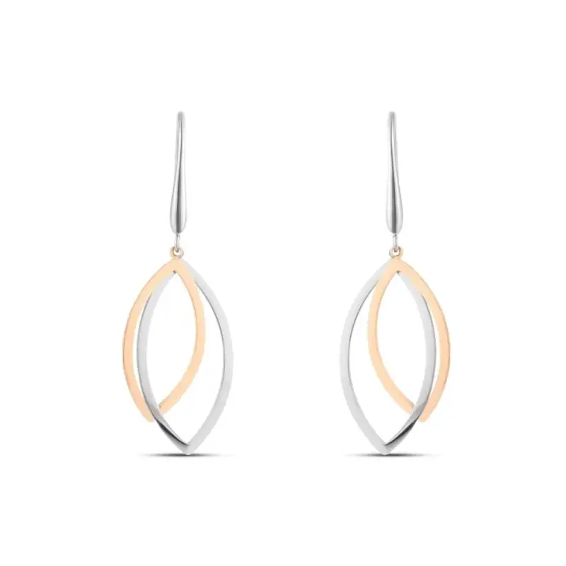Orecchini Pendenti Sunrise Acciaio Bicolore Bianco / Rosa