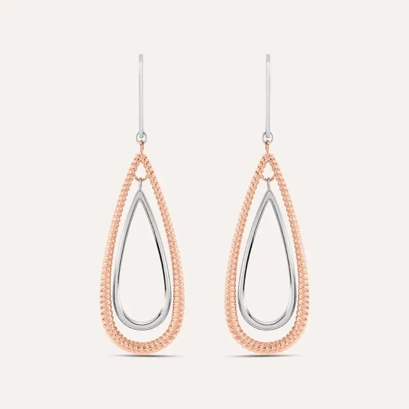 Orecchini Pendenti Sunrise Acciaio Bicolore Bianco / Rosa