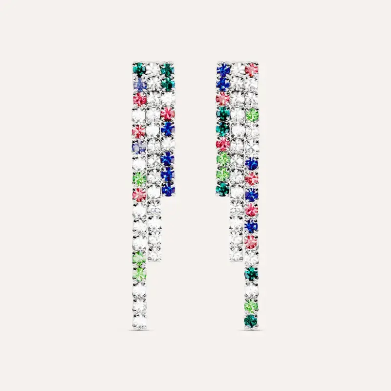 Orecchini Pendenti Tennis Romantic Shine Metallo Cristallo