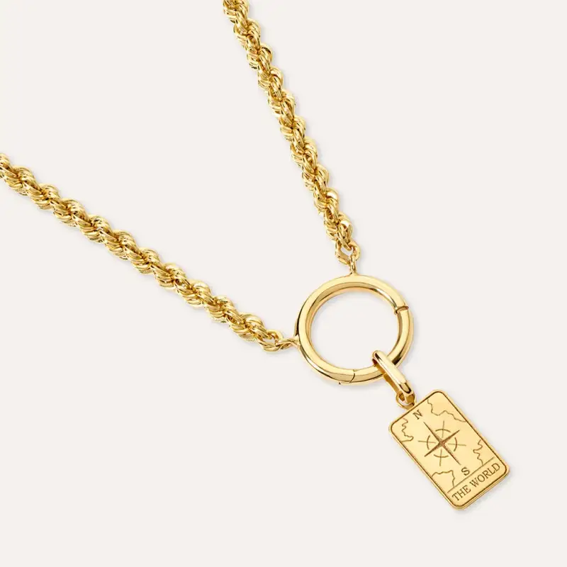 Pendente Tarocchi Carta Del Mondo Poème Oro Giallo miniatura 2