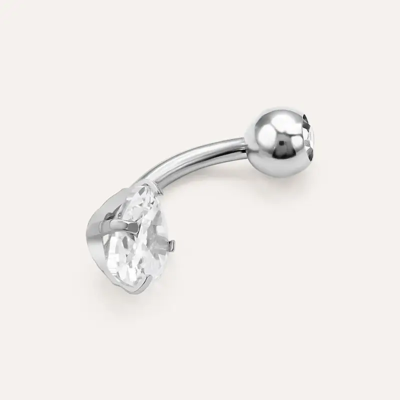 Piercing Ombelico Punto Luce Moonlight Titanio Bianco Cubic Zirconia