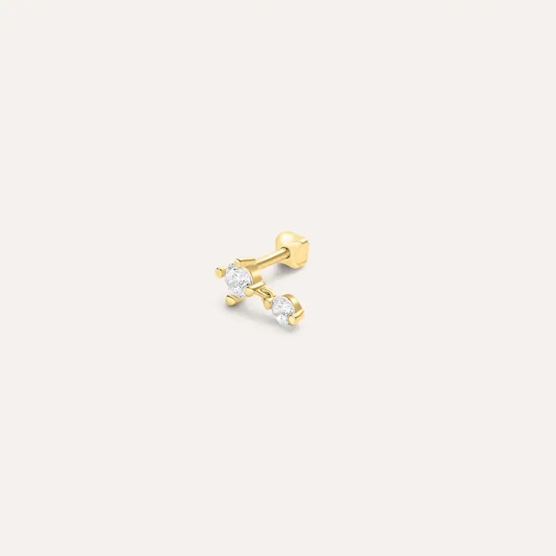 Piercing Orecchio Doppio Punto Luce Helix Bon Ton Oro Giallo Cubic Zirconia