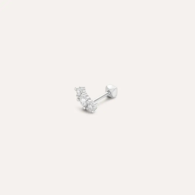 Piercing Orecchio Tragus Helix Conch Bon Ton Oro Bianco Cubic Zirconia