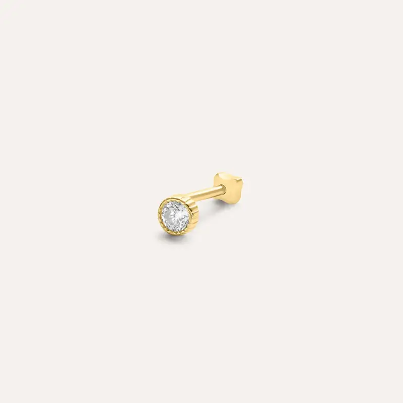 Piercing Orecchio Tragus Helix Conch Bon Ton Oro Giallo Cubic Zirconia