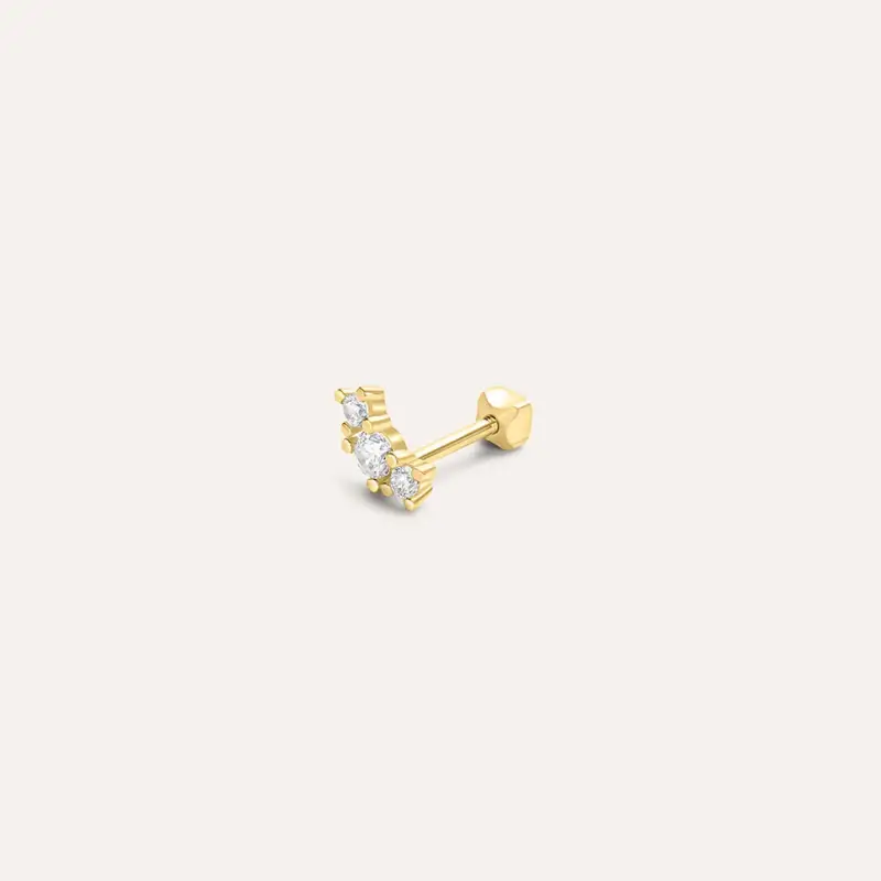 Piercing Orecchio Tragus Helix Conch Bon Ton Oro Giallo Cubic Zirconia