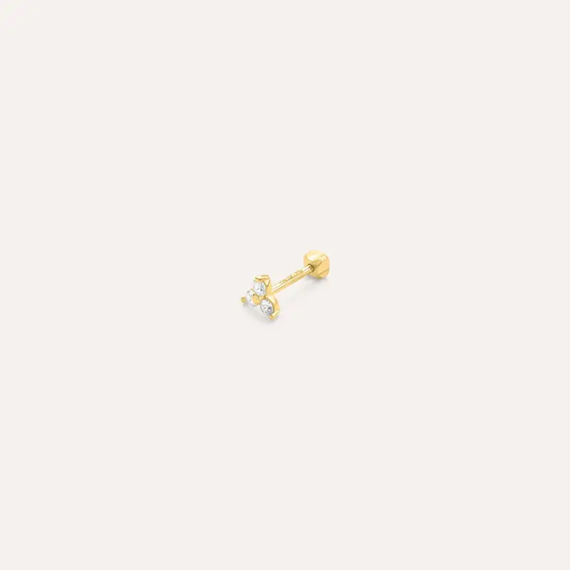 Piercing Orecchio Tragus Helix Conch Ear Shine Oro Giallo Cubic Zirconia