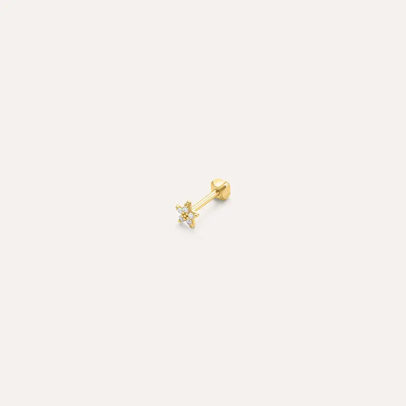 Piercing Orecchio Tragus Helix Conch Ear Shine Oro Giallo Cubic Zirconia