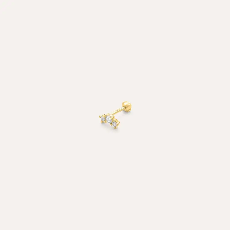 Piercing Orecchio Tragus Helix Conch Ear Shine Oro Giallo Cubic Zirconia