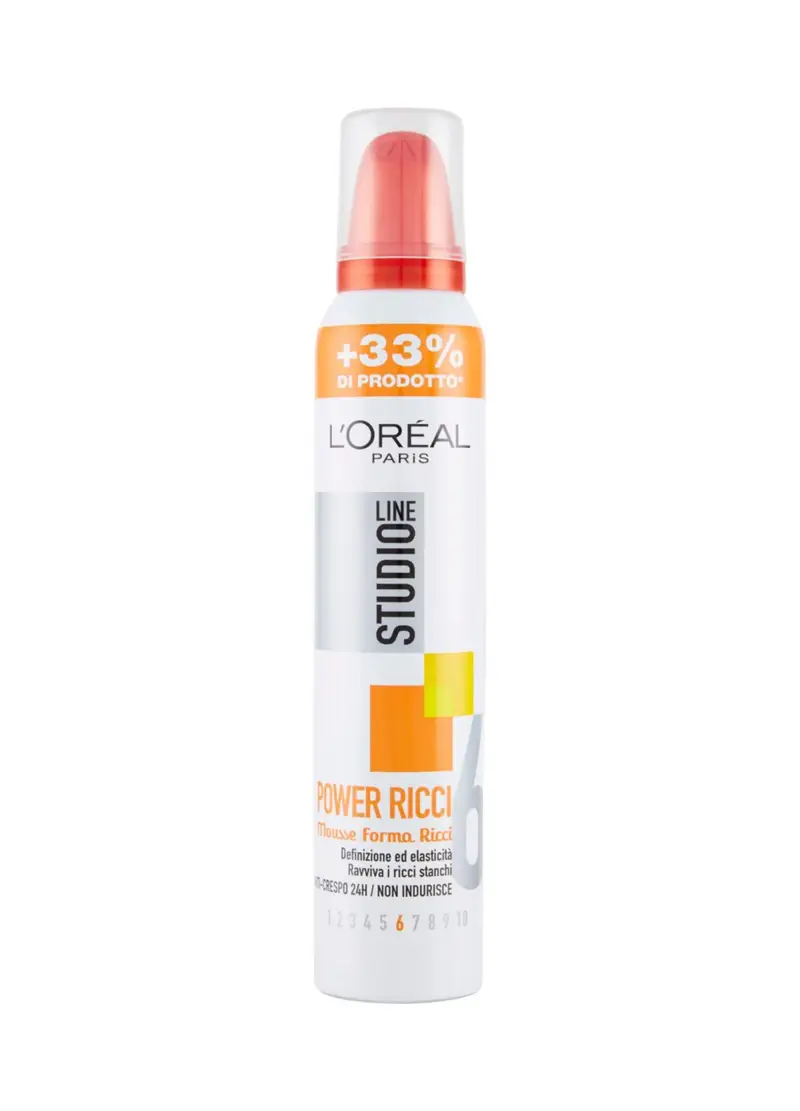 L'oréal Paris Mousse Per Capelli Studio Line Power Ricci, Ideale Per Capelli Ricci, 200ml., Donna, Bianco