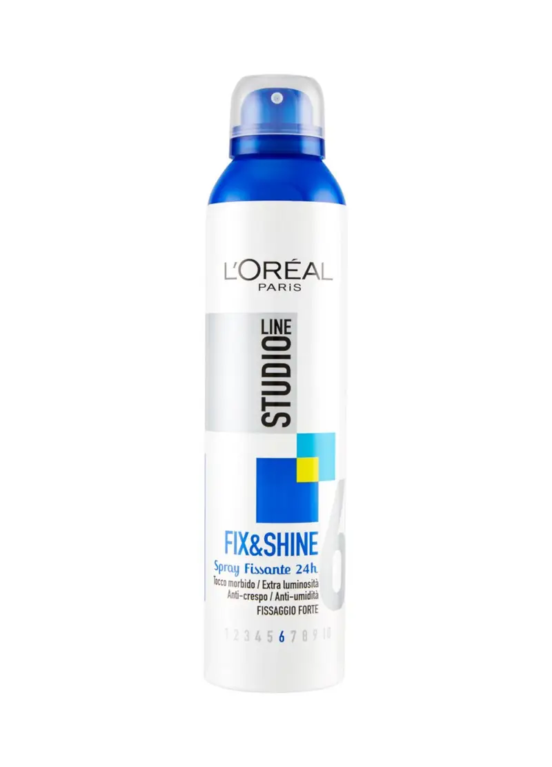 L'oréal Paris Spray Per Capelli Studio Fix&shine, Fissaggio Forte, 250ml., Donna, Bianco