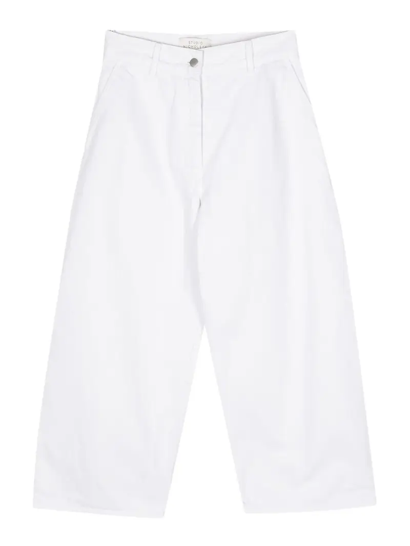 Jeans cropped color gesso Bianco