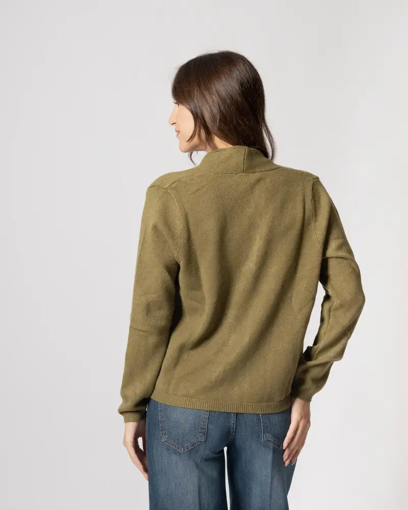 cardigan frange verde oliva
