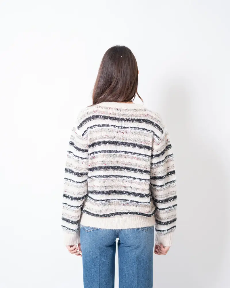 Giacca Intarsi Rigata Beige miniatura 3