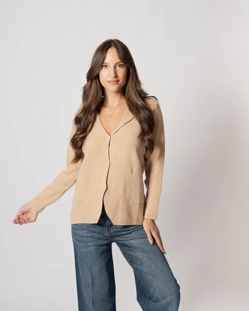 Giacca tre bottoni cammello