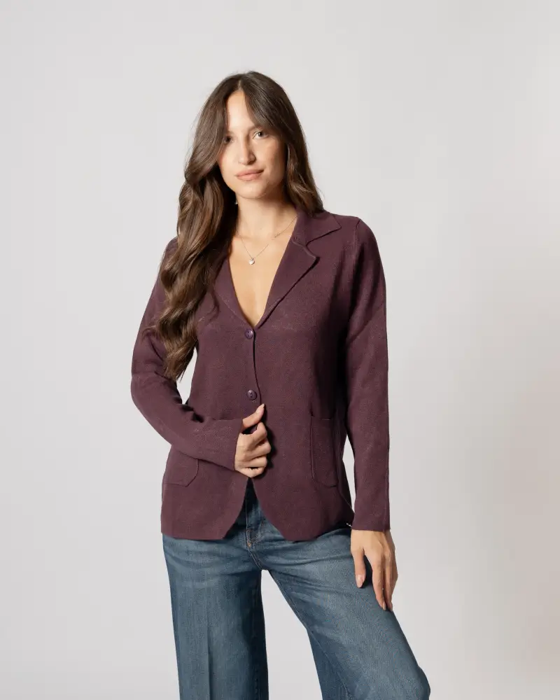 Giacca tre bottoni prugna Melanzana