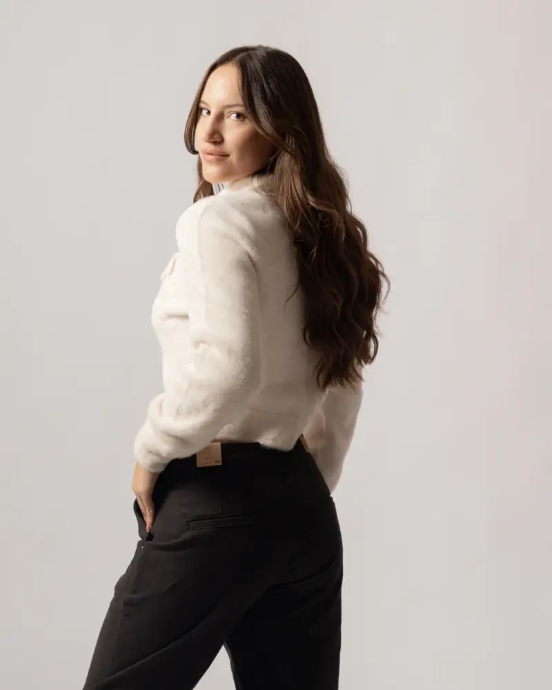 Giubbotto eco fur bianco miniatura 3