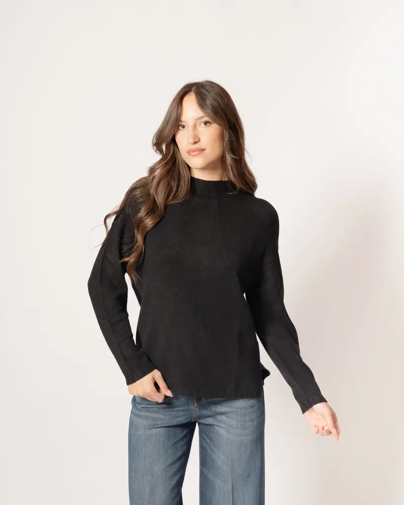 Maglia collo cratere nera Nero