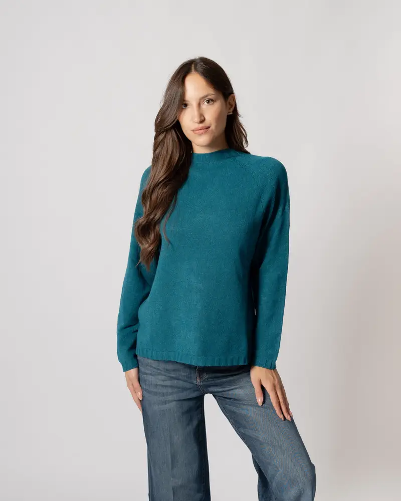 Maglia collo cratere ottanio