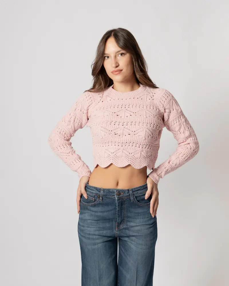 Maglia traforata rosa