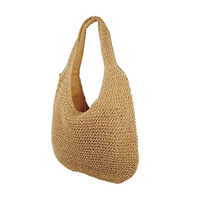 SUKUTU Borsa da Spiaggia Grande in Rattan di Paglia da Donna Borse Hobo Borsa da Donna in Paglia intrecciata a mano Estiva miniatura 2