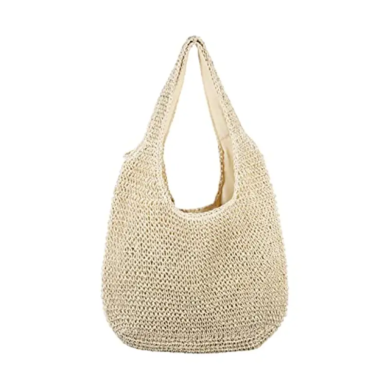 SUKUTU Borsa da Spiaggia Grande in Rattan di Paglia da Donna Borse Hobo Borsa da Donna in Paglia intrecciata a mano Estiva