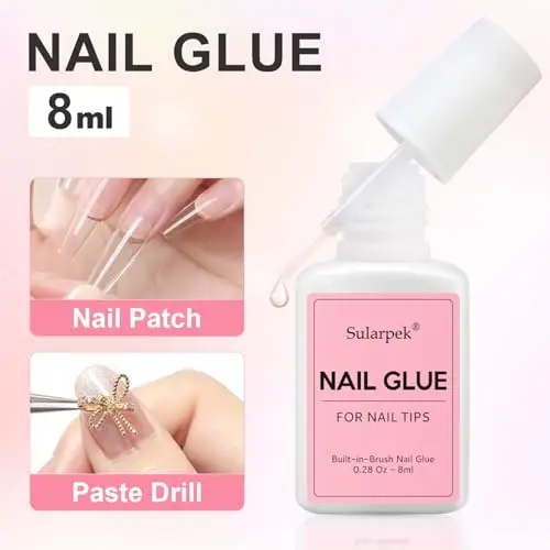 Sularpek 1 * 8g Super Forte Colla Per Unghie Finte, Colla per Riparare le Unghie Finte, Nail Bond Colla per Unghie miniatura 2