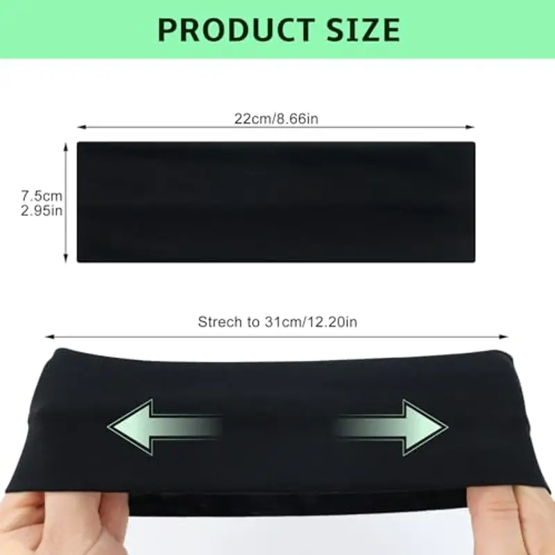 Sularpek 2 Pezzi Fascia Capelli, Sportiva Fascia Capelli, Elastica per Capelli, Antiscivolo Headband Unisex, Fasce Yoga Cotone per Donne O Uomini, Sport, Yoga, Pulizia del Viso, Fitness(Nero, Bianco) miniatura 2
