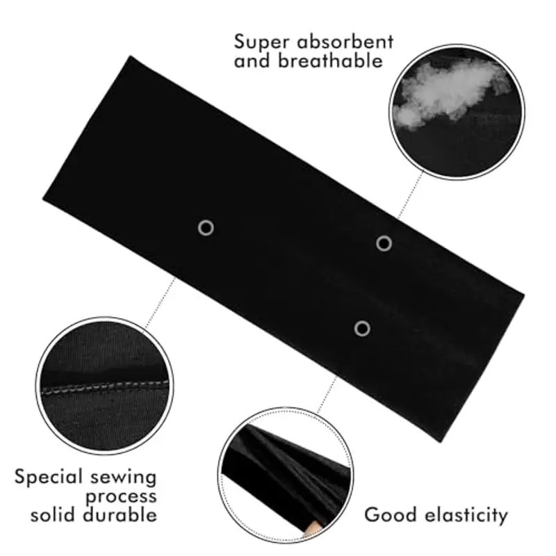 Sularpek Fascia Capelli, 3PCS Fascia Capelli Donna Sport, 7.5cm Fascia Nera Capelli Donna, Fasce Sportive Elastiche miniatura 3