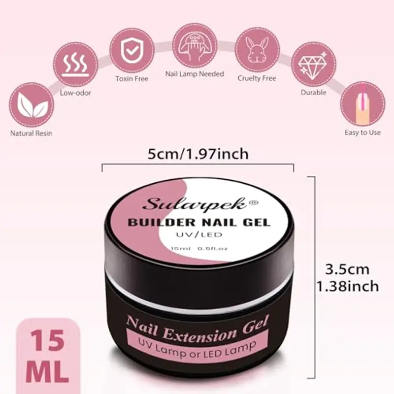 Sularpek Gel Ricostruzione Unghie, 15 ML Gel Passione Unghie, Esente da HEMA e TPO Gel Unghie, Gel Costruttore per miniatura 2